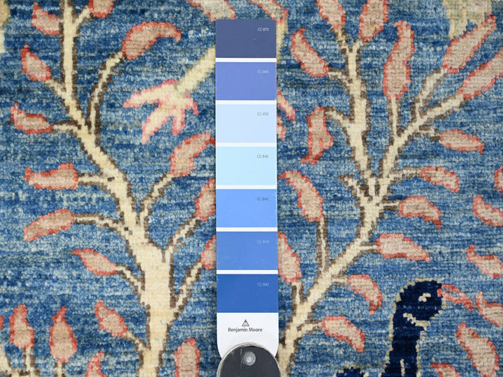 3'1" x 21'2" New Hand Knotted Blue Wool Runner Oriental Rug - MOA10220642