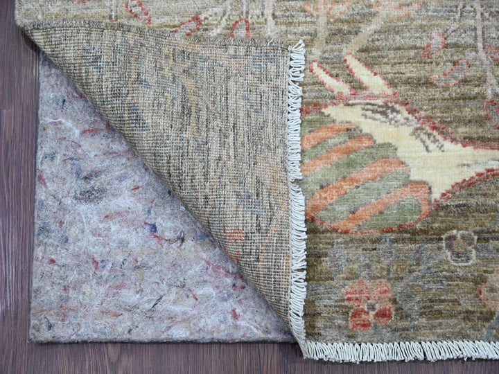 2'9" x 15'9" New Hand Knotted Brown Wool Runner Oriental Rug - MOA10220643