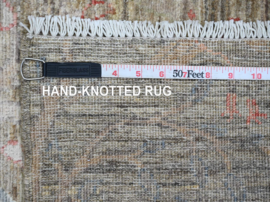 2'9" x 15'9" New Hand Knotted Brown Wool Runner Oriental Rug - MOA10220643