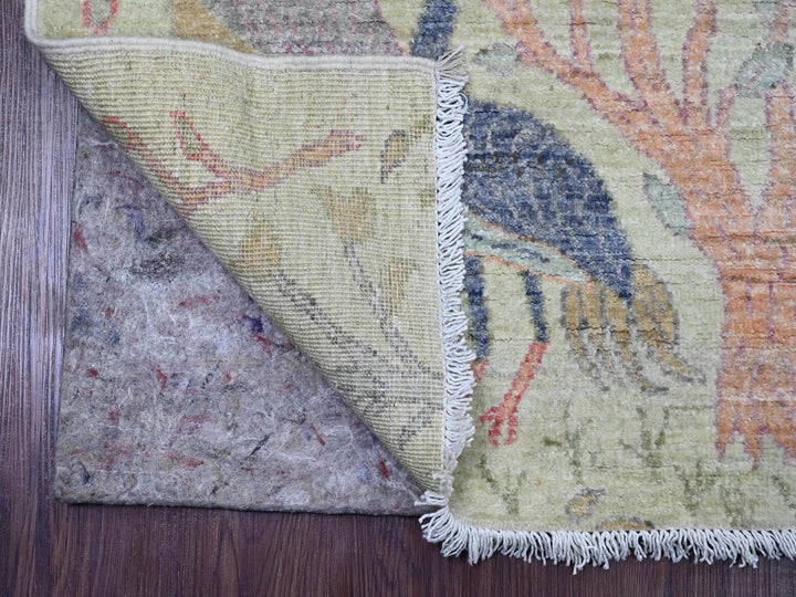 2'6" x 9'9" New Hand Knotted Green Wool Runner Oriental Rug - MOA10220644
