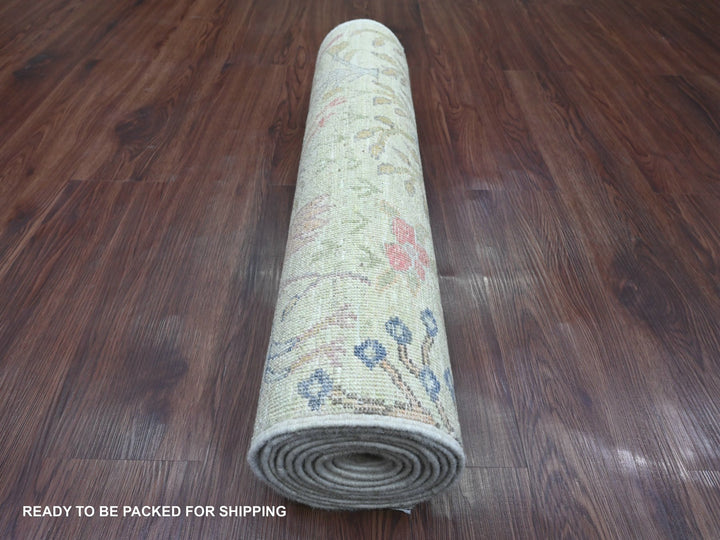 2'6" x 9'9" New Hand Knotted Green Wool Runner Oriental Rug - MOA10220644