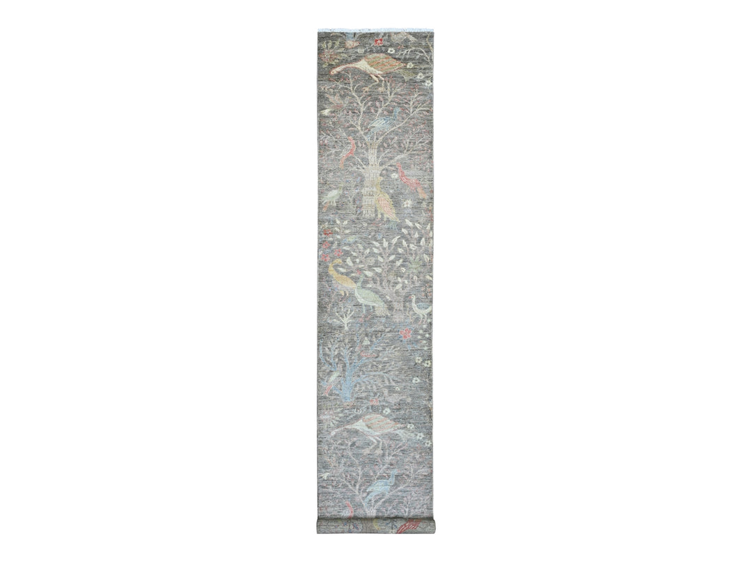 2'9" x 15'8" New Hand Knotted Brown Wool Runner Oriental Rug - MOA10220645