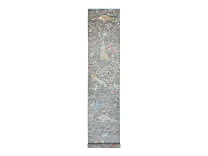 2'9" x 15'8" New Hand Knotted Brown Wool Runner Oriental Rug - MOA10220645