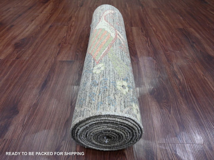 2'9" x 15'8" New Hand Knotted Brown Wool Runner Oriental Rug - MOA10220645