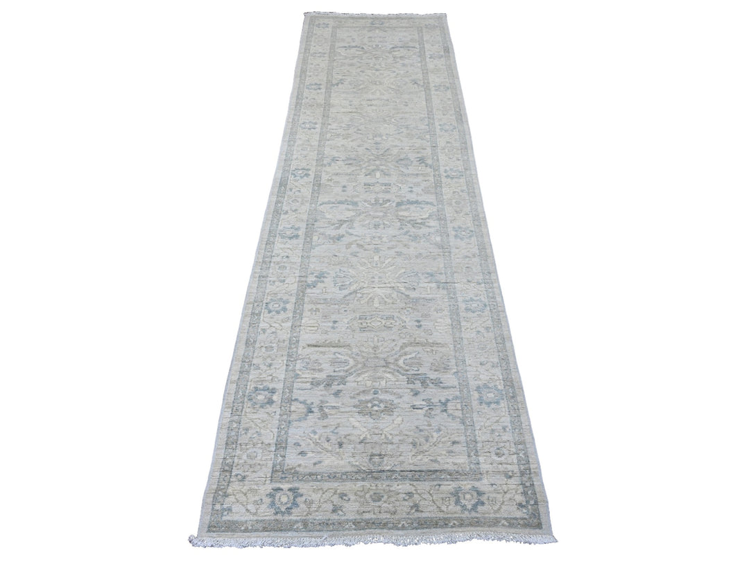 2'9" x 9'10" New Hand Knotted Ivory Wool Runner Oriental Rug - MOA10220647