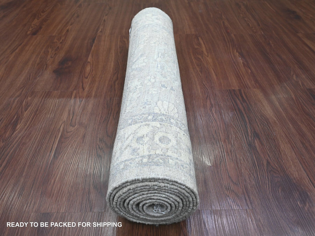 2'8" x 9'11" New Hand Knotted Grey Wool Runner Oriental Rug - MOA10220649
