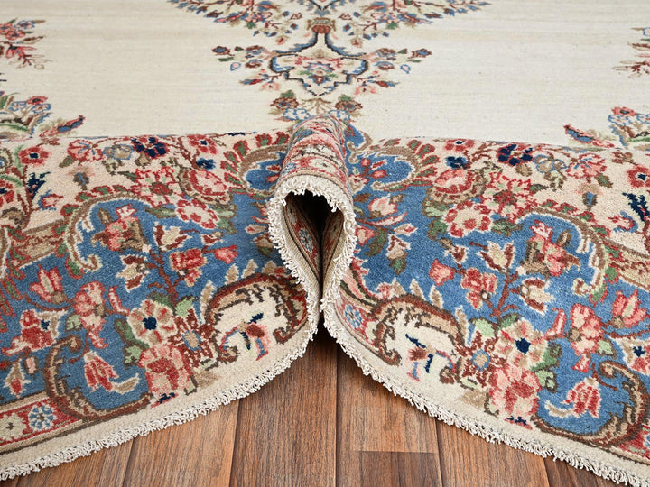 10'3" x 13'2" Vintage Hand Knotted Ivory Wool Rectangle Oriental Rug - MOA1022064
