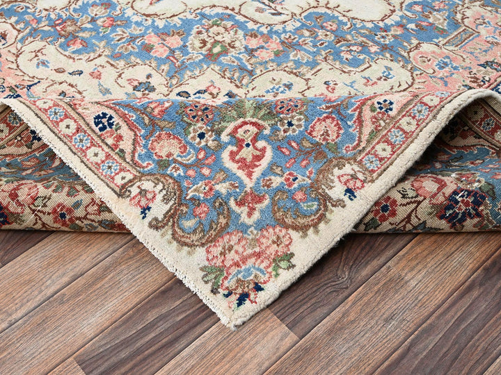 10'3" x 13'2" Vintage Hand Knotted Ivory Wool Rectangle Oriental Rug - MOA1022064