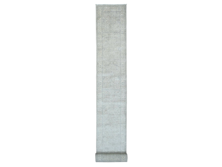 2'4" x 29'3" New Hand Knotted Ivory Wool Runner Oriental Rug - MOA10220650
