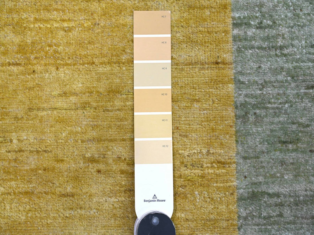 9'1" x 12'5" New Hand Knotted Green Wool Rectangle Oriental Rug - MOA10220655
