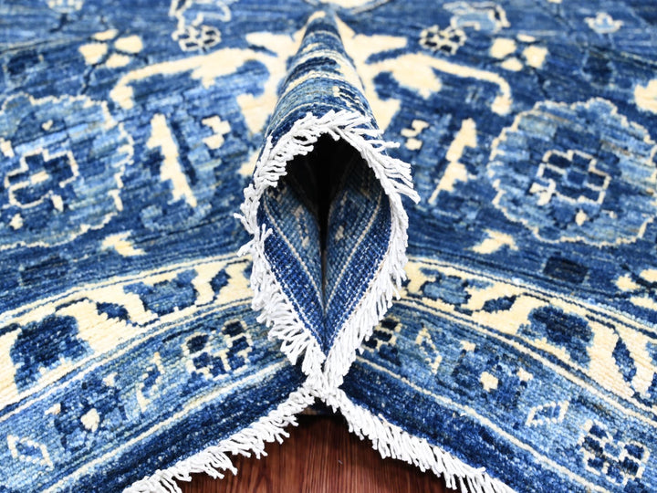 10'0" x 13'10" New Hand Knotted Blue Wool Rectangle Oriental Rug - MOA10220658
