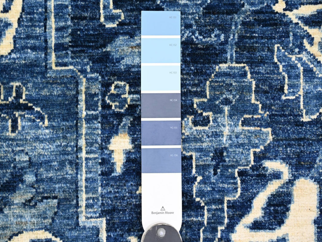 10'0" x 13'10" New Hand Knotted Blue Wool Rectangle Oriental Rug - MOA10220658