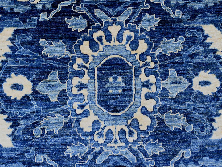 10'0" x 13'10" New Hand Knotted Blue Wool Rectangle Oriental Rug - MOA10220658