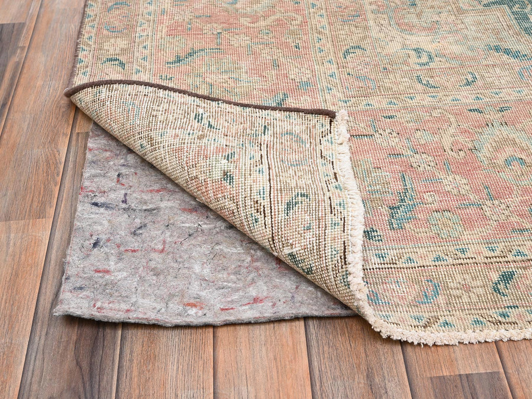 9'7" x 12'2" Vintage Hand Knotted Pink Wool Rectangle Oriental Rug - MOA1022065