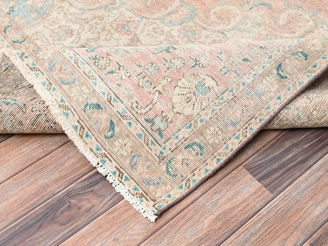 9'7" x 12'2" Vintage Hand Knotted Pink Wool Rectangle Oriental Rug - MOA1022065