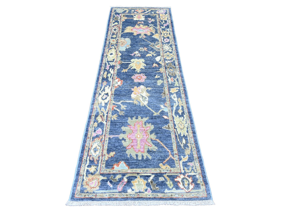 2'9" x 8'6" New Hand Knotted Blue Wool Runner Oriental Rug - MOA10220662