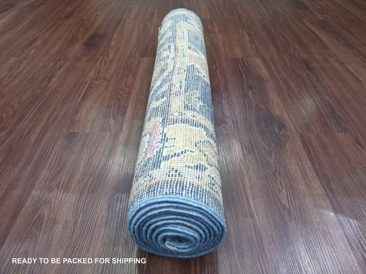 2'9" x 8'6" New Hand Knotted Blue Wool Runner Oriental Rug - MOA10220662