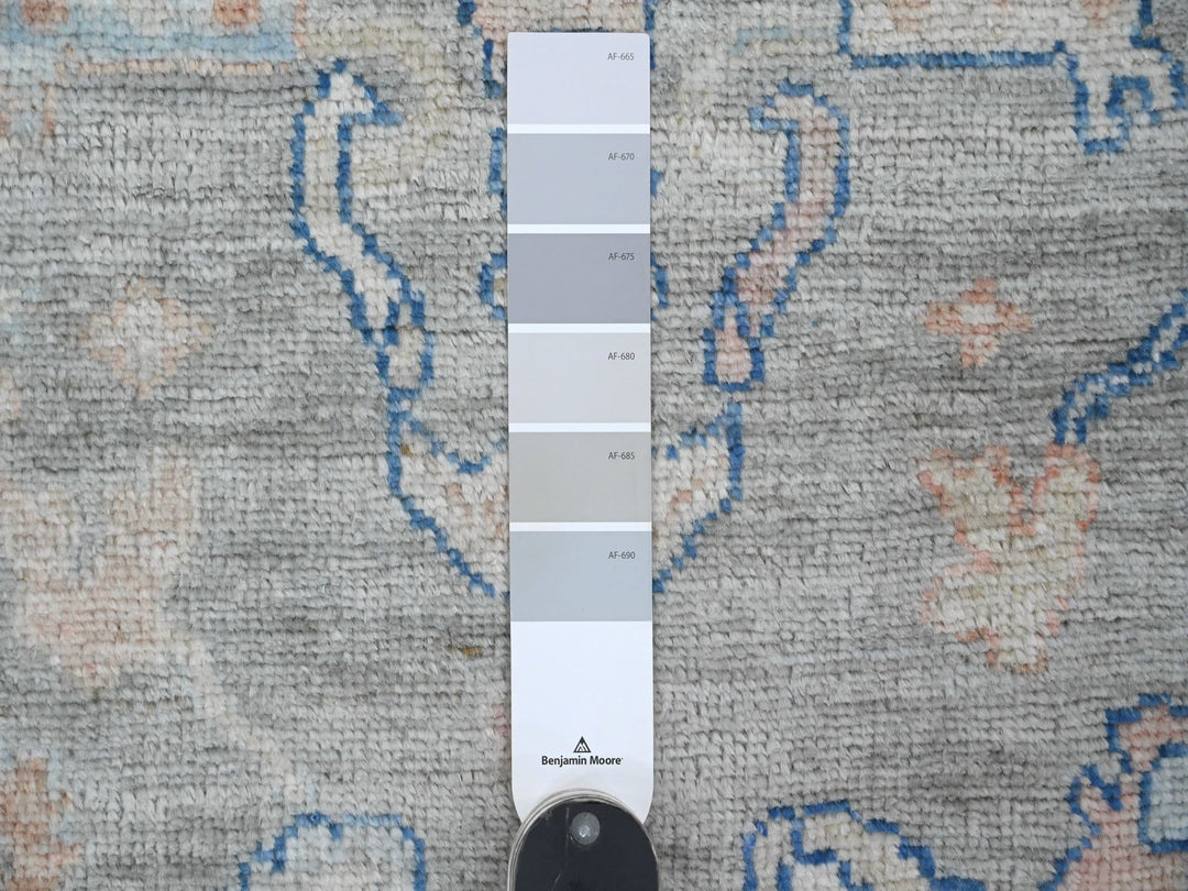 2'9" x 9'2" New Hand Knotted Grey Wool Runner Oriental Rug - MOA10220663