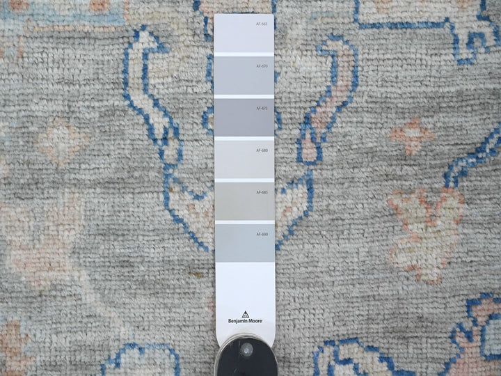 2'9" x 9'2" New Hand Knotted Grey Wool Runner Oriental Rug - MOA10220663