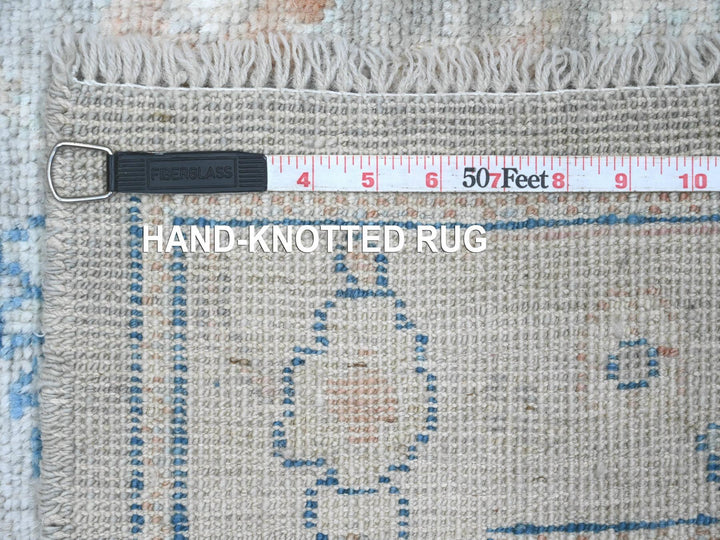2'9" x 9'2" New Hand Knotted Grey Wool Runner Oriental Rug - MOA10220663