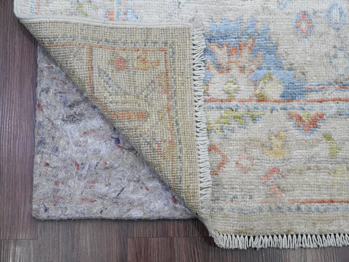 2'7" x 16'8" New Hand Knotted Ivory Wool Runner Oriental Rug - MOA10220669