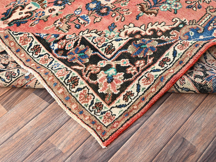 6'11" x 10'0" Vintage Hand Knotted Pink Wool Rectangle Oriental Rug - MOA1022066