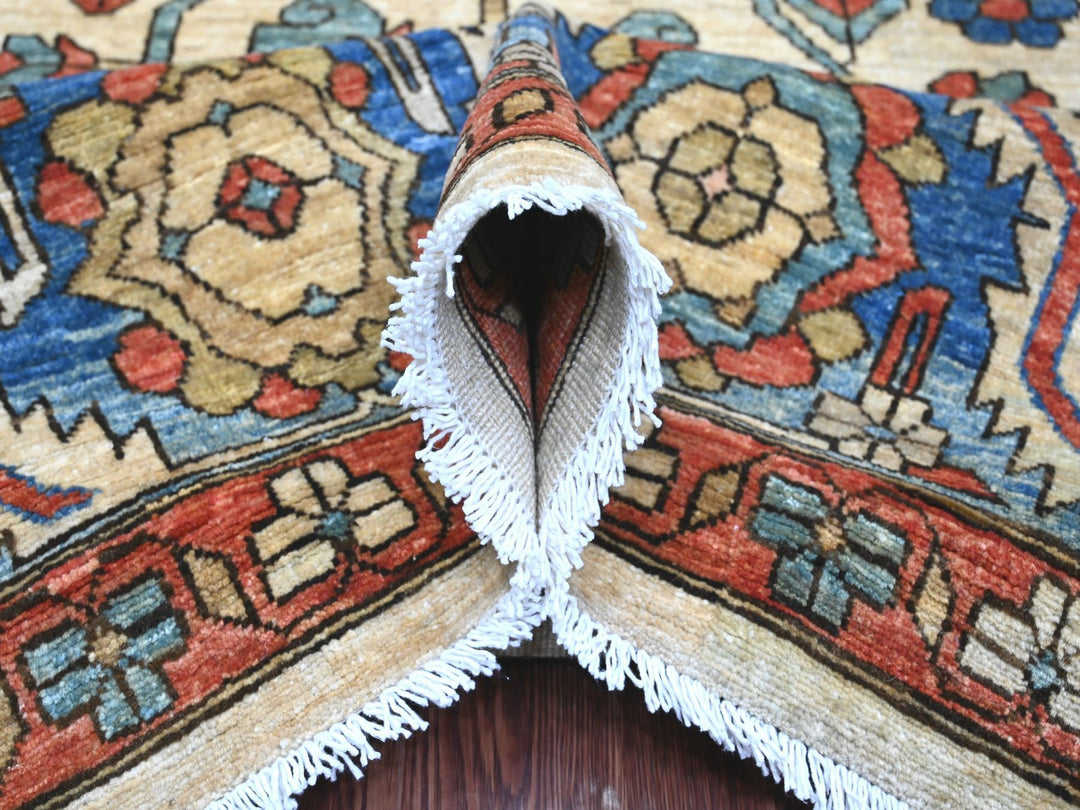 9'1" x 11'9" New Hand Knotted Ivory Wool Rectangle Oriental Rug - MOA10220670