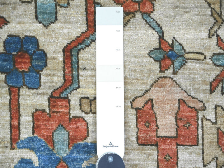 9'1" x 11'9" New Hand Knotted Ivory Wool Rectangle Oriental Rug - MOA10220670
