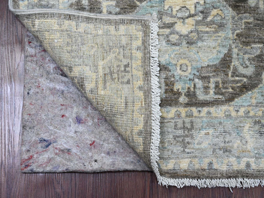 2'6" x 9'7" New Hand Knotted Grey Wool Runner Oriental Rug - MOA10220671