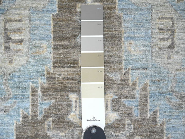 2'6" x 9'7" New Hand Knotted Grey Wool Runner Oriental Rug - MOA10220671