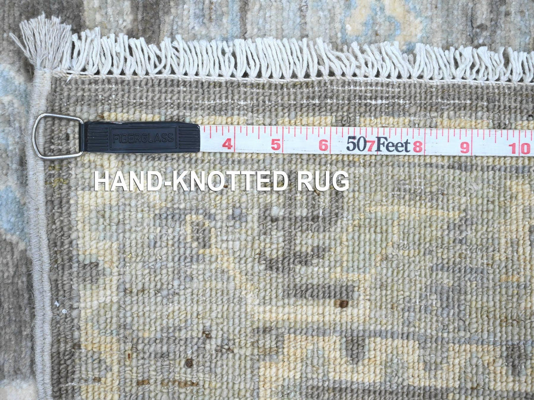 2'6" x 9'7" New Hand Knotted Grey Wool Runner Oriental Rug - MOA10220671