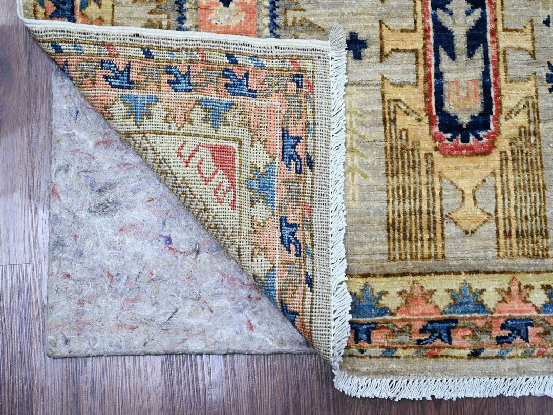 2'6" x 5'9" New Hand Knotted Grey Wool Runner Oriental Rug - MOA10220676
