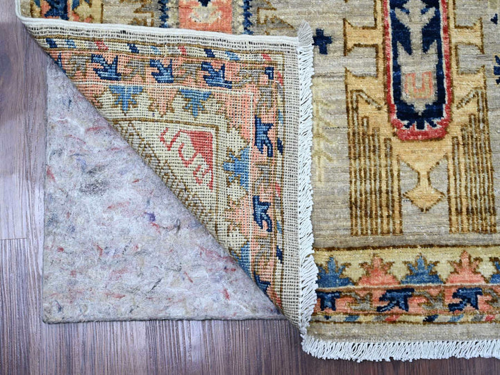 2'6" x 5'9" New Hand Knotted Grey Wool Runner Oriental Rug - MOA10220676