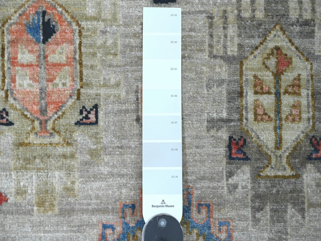 2'6" x 5'9" New Hand Knotted Grey Wool Runner Oriental Rug - MOA10220676