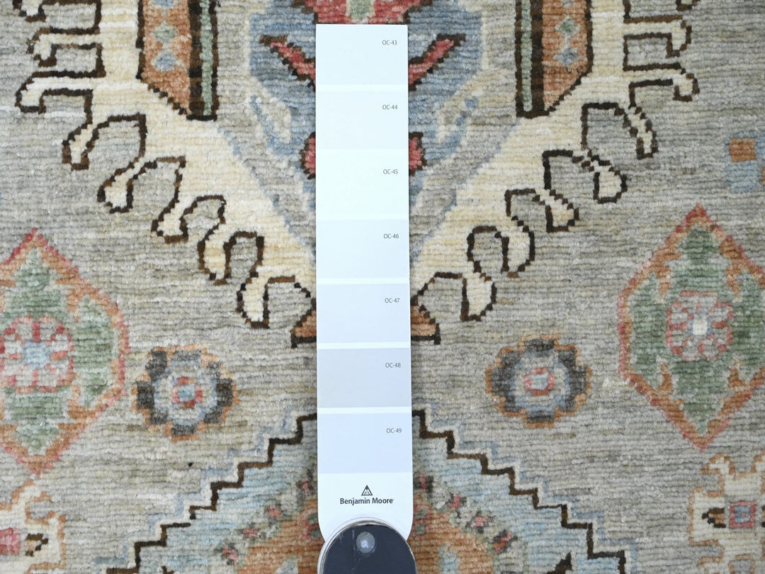 2'9" x 11'11" New Hand Knotted Grey Wool Runner Oriental Rug - MOA10220677