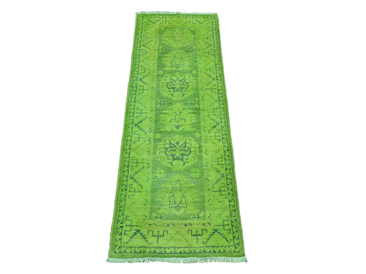 1'11" x 5'5" New Hand Knotted Overdyed Wool Runner Oriental Rug - MOA10220679
