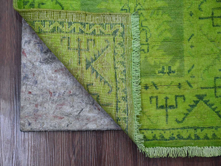 1'11" x 5'5" New Hand Knotted Overdyed Wool Runner Oriental Rug - MOA10220679