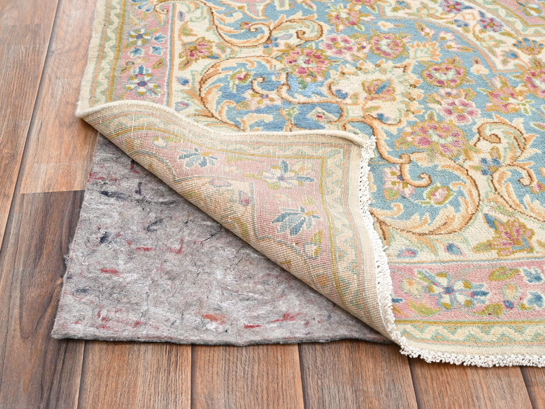 8'9" x 15'2" Vintage Hand Knotted Ivory Wool Rectangle Oriental Rug - MOA1022067