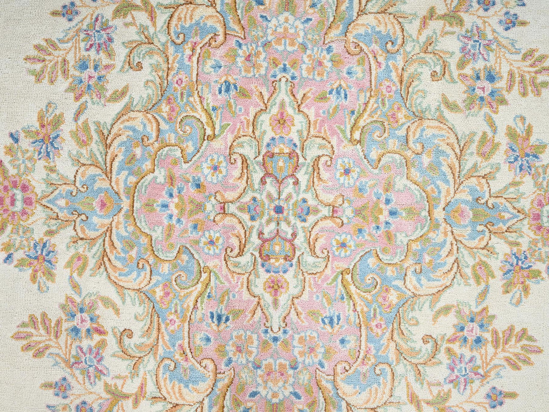 8'9" x 15'2" Vintage Hand Knotted Ivory Wool Rectangle Oriental Rug - MOA1022067