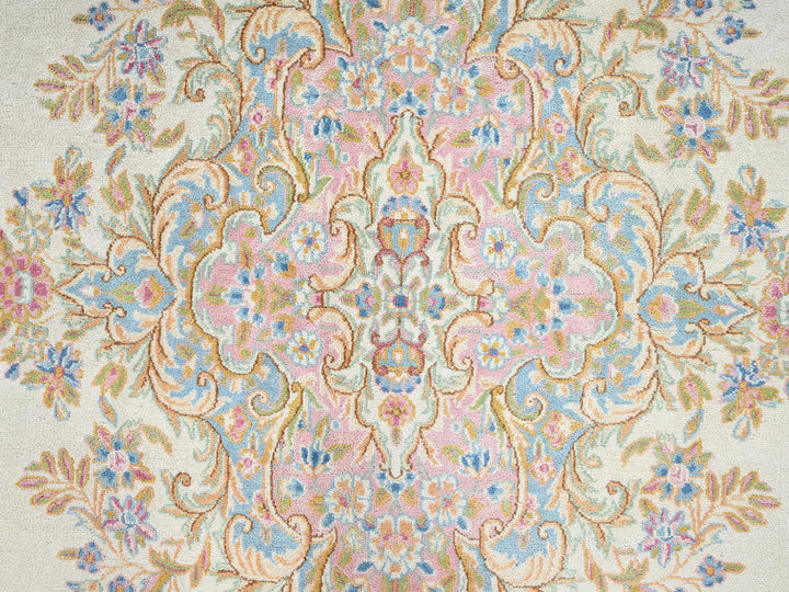 8'9" x 15'2" Vintage Hand Knotted Ivory Wool Rectangle Oriental Rug - MOA1022067