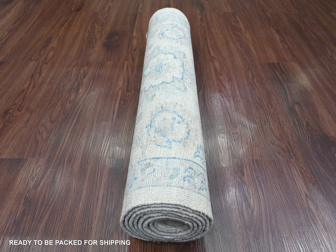 2'6" x 7'10" New Hand Knotted Ivory Wool Runner Oriental Rug - MOA10220681