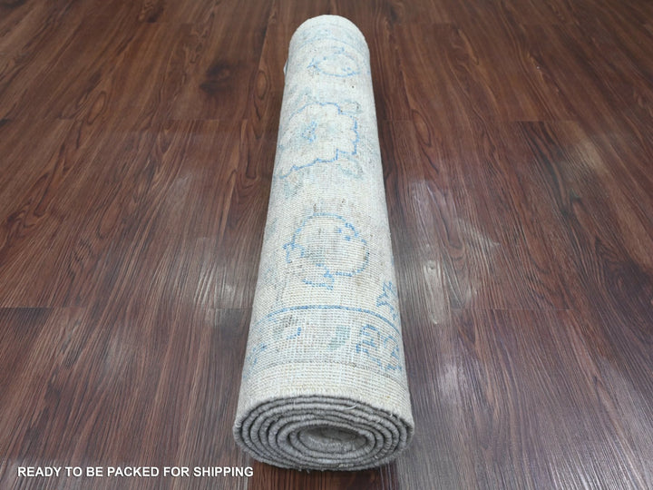 2'6" x 7'10" New Hand Knotted Ivory Wool Runner Oriental Rug - MOA10220681
