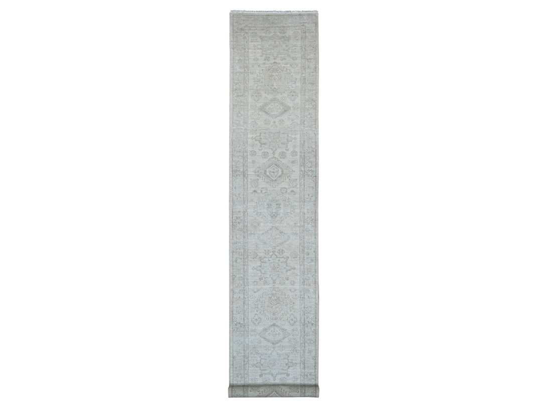 2'8" x 15'11" New Hand Knotted Ivory Wool Runner Oriental Rug - MOA10220682