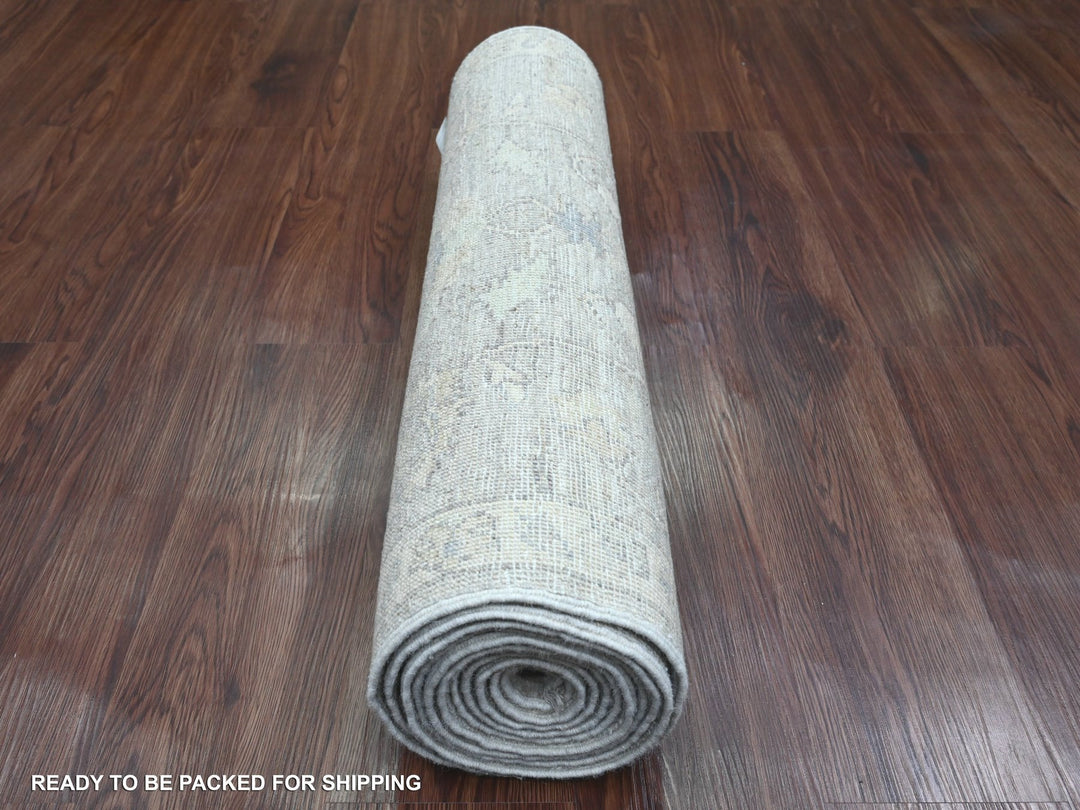 2'7" x 11'9" New Hand Knotted Grey Wool Runner Oriental Rug - MOA10220683