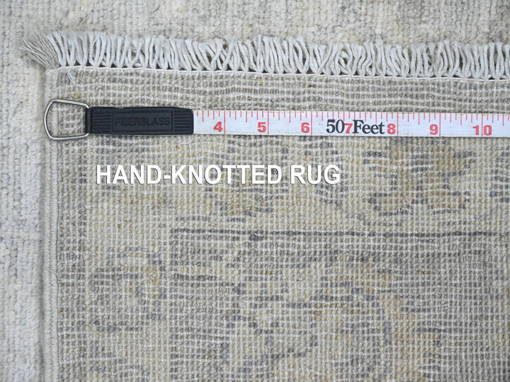 2'7" x 11'9" New Hand Knotted Grey Wool Runner Oriental Rug - MOA10220683