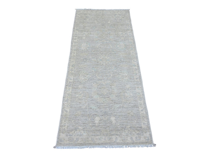 2'6" x 5'9" New Hand Knotted Grey Wool Rectangle Oriental Rug - MOA10220686
