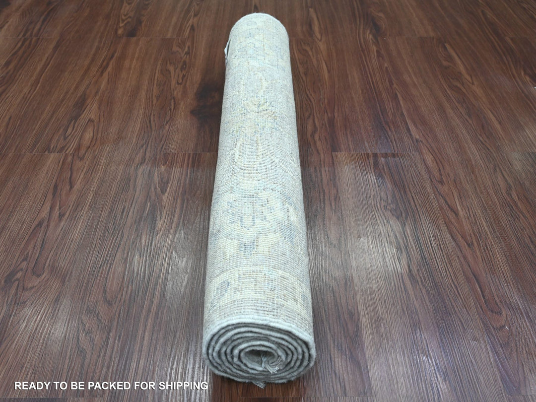 2'6" x 5'9" New Hand Knotted Grey Wool Rectangle Oriental Rug - MOA10220686