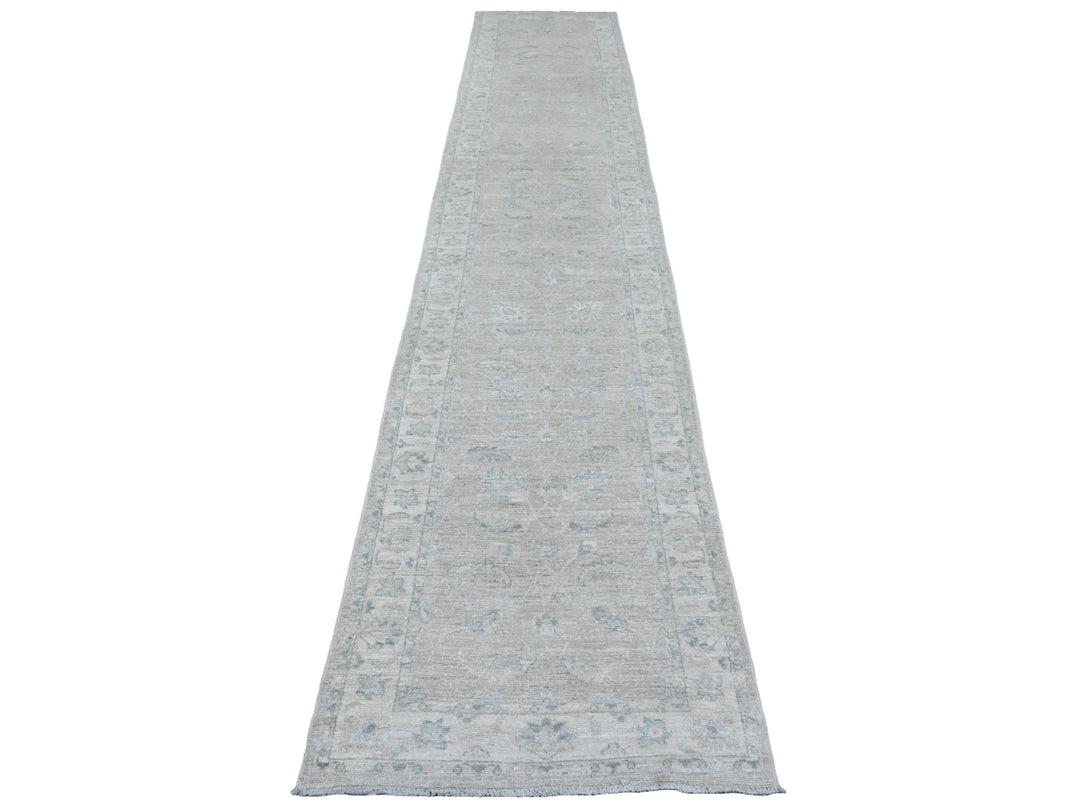 2'8" x 14'2" New Hand Knotted Brown Wool Runner Oriental Rug - MOA10220689