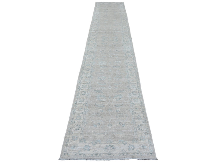 2'8" x 14'2" New Hand Knotted Brown Wool Runner Oriental Rug - MOA10220689
