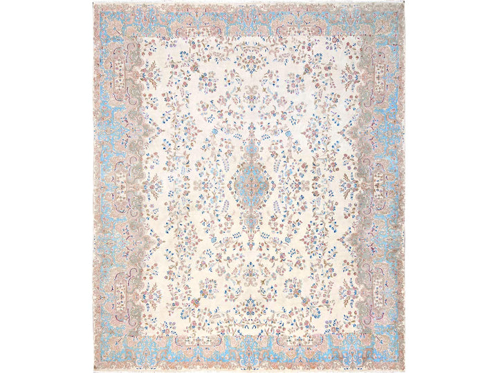 11'10" x 14'2" Vintage Hand Knotted Ivory Wool Rectangle Oriental Rug - MOA1022068